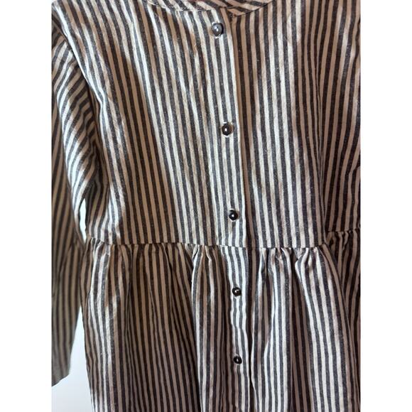 GO GENTLY NATION Girls Long Sleeve Striped Dress Organic Cotton/hemp Neutral 3T - Picture 2 of 8